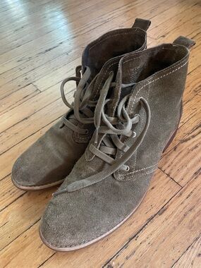 Timberland Olive Suede Lace-Up Ankle Boots